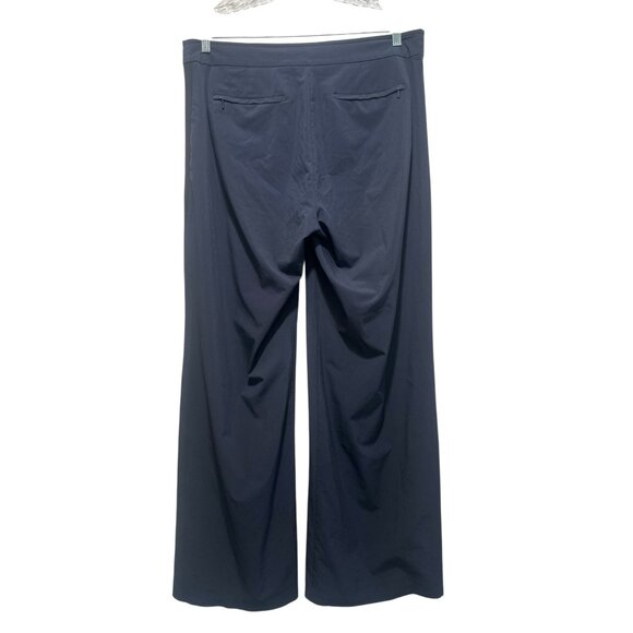 Athleta Gramercy Track Trouser Pants Women 12 Blue Wide Leg Flare Office Classic - Picture 6 of 16